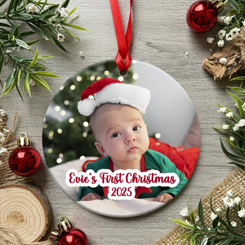 Personalised Babies Baby's First Christmas Photo Bauble - any photo or text completely customisable photo tree Christmas Decoration