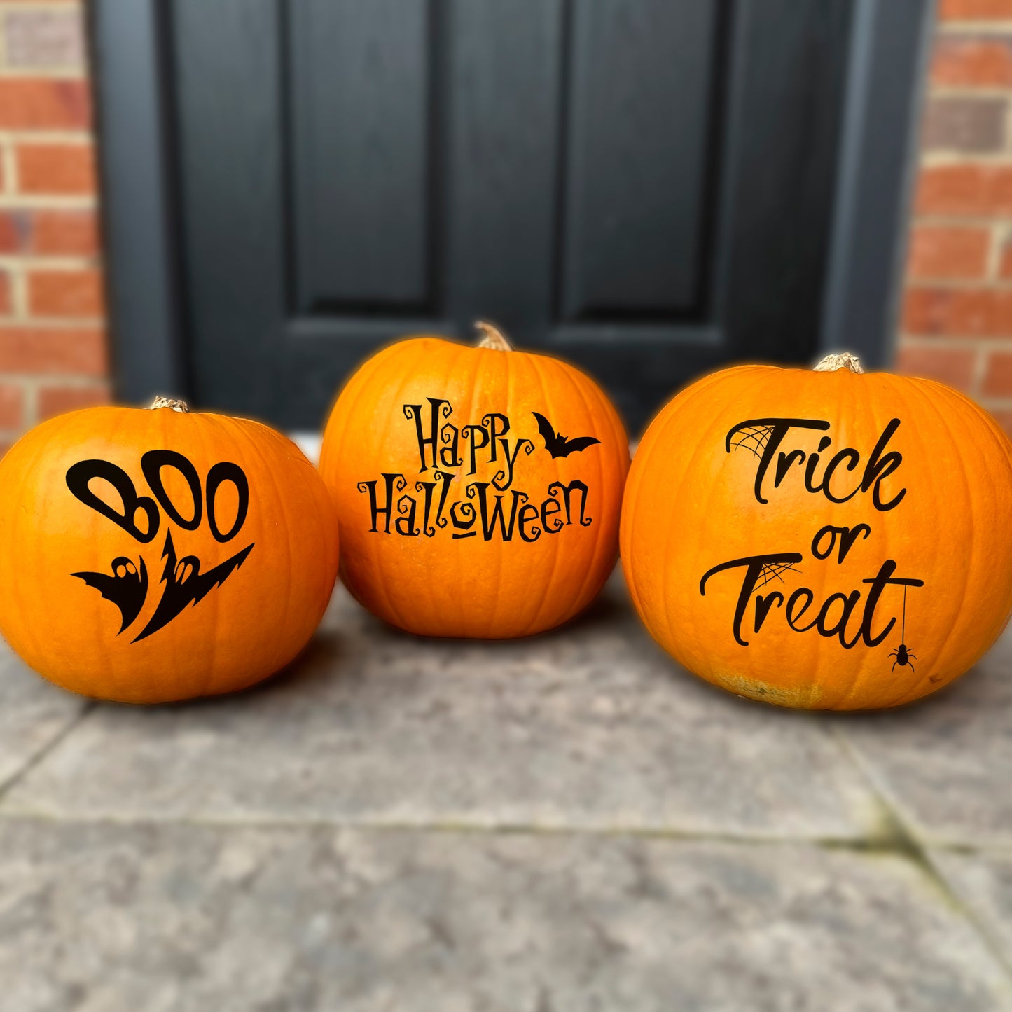 3 Pack Pumpkin Halloween Vinyl Stickers - Boo, Trick or Treat, Happy Halloween