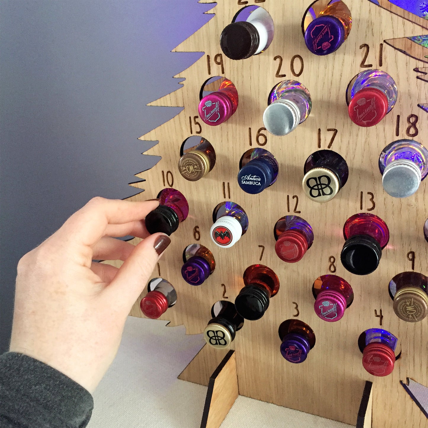 Personalised Advent Calendar Miniature Bottles Christmas Countdown Reusable - Add your Name DIY Make Your Own