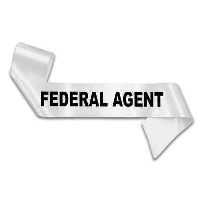 FEDERAL AGENT Sash - White Halloween Sash FBI Agent