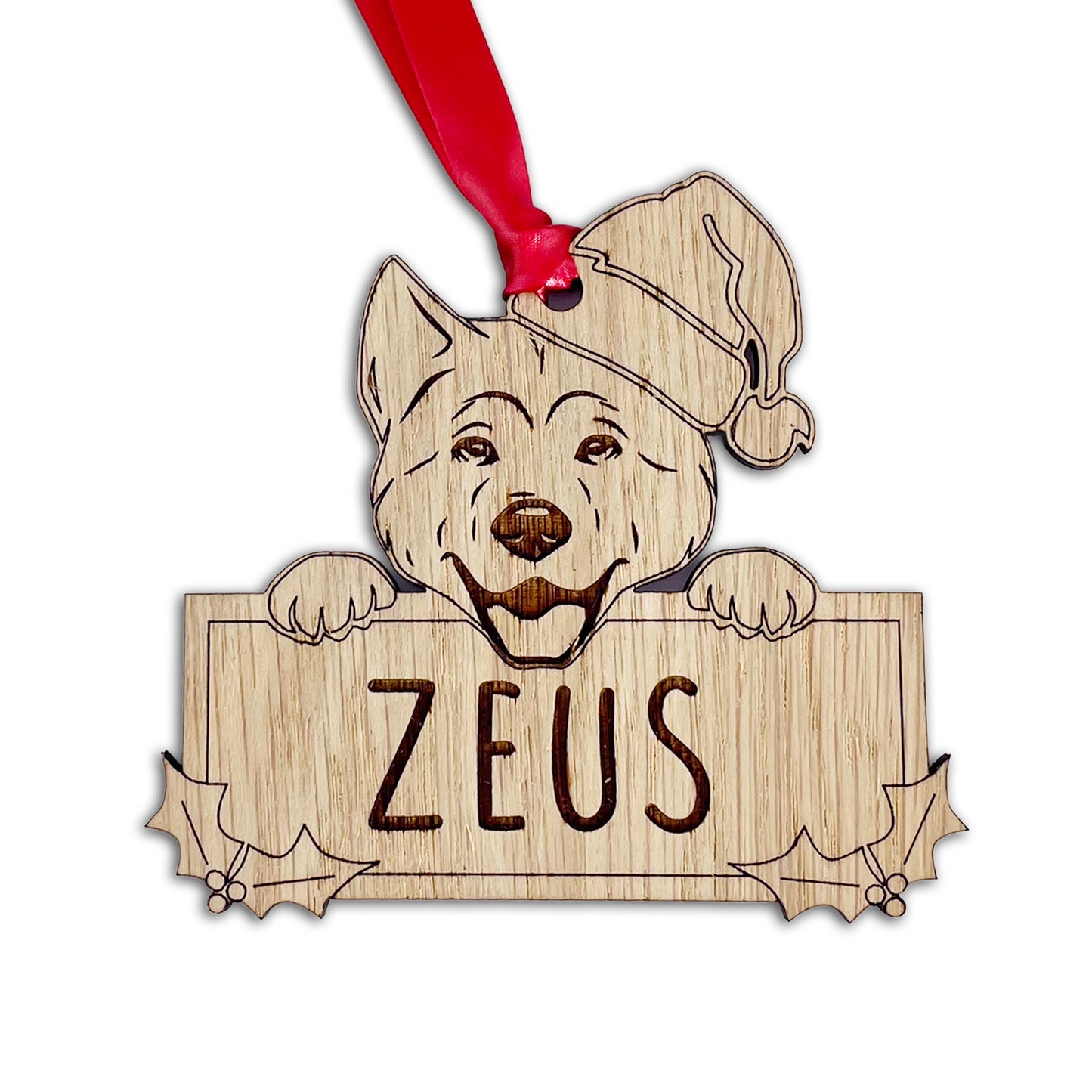 Personalised Akita Dog Bauble - Peeking Design