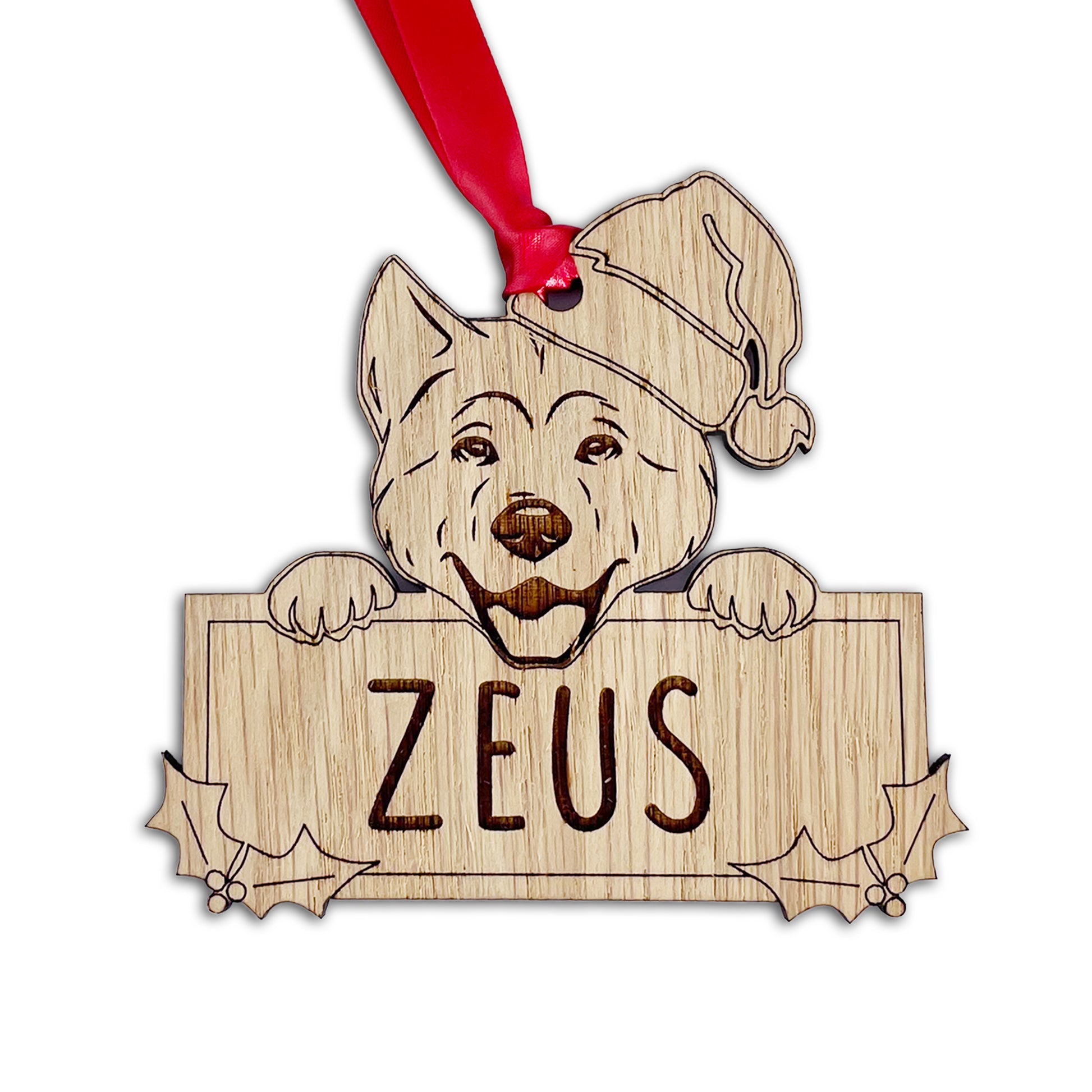 Personalised Akita Dog Bauble - Peeking Design