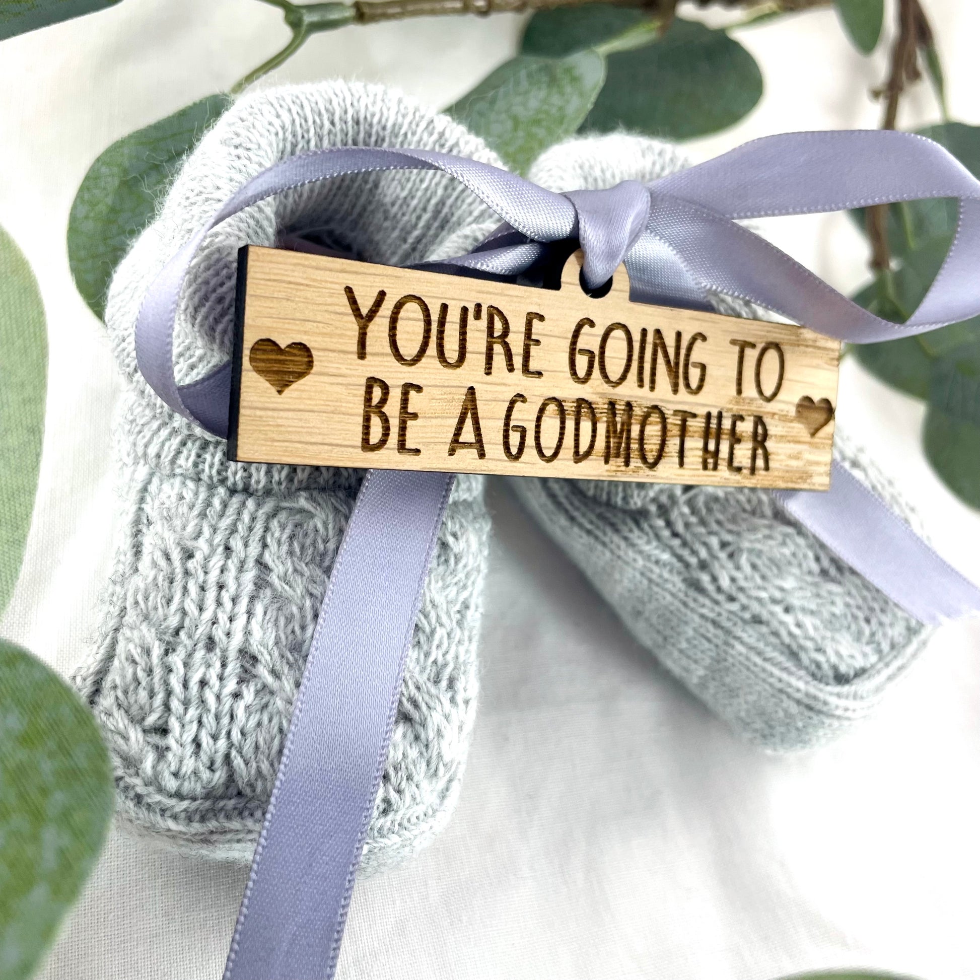 Guess What' Booties - Grey & Gift Boxed - "You're Going to Be..." - A Godmother