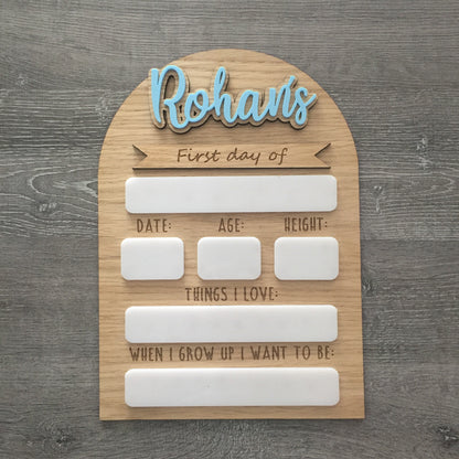 Personalised First Day of School Sign | Last Day of Nursery | Reusable Back To School Photo Prop