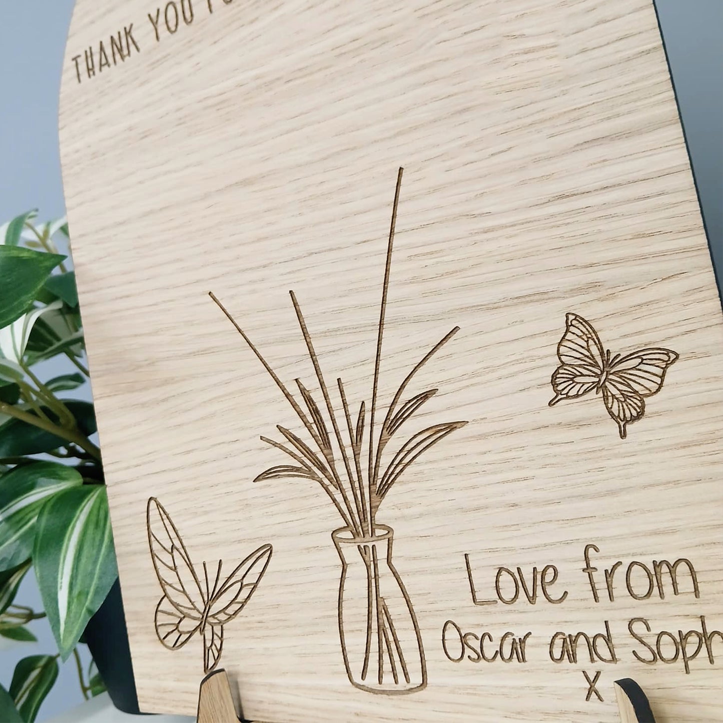 Personalised Mum Handprint Plaque, Thank You For Helping Me Grow Wooden Gift, Mother’s Day Present from Kids, Mum Birthday Keepsake Sign