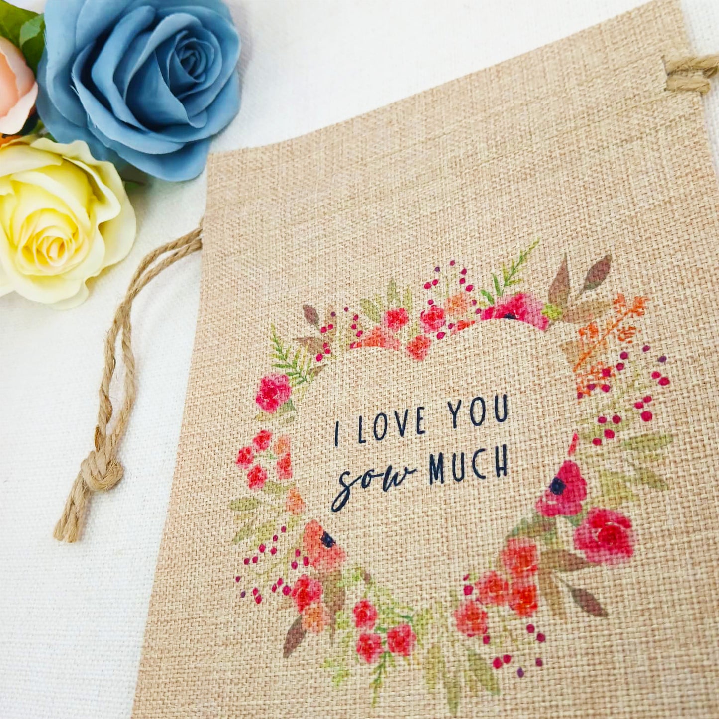Flower Seed Bag I Love You Sow Much – Gardening Gift for Valentine’s Day, Birthday or Mother’s Day