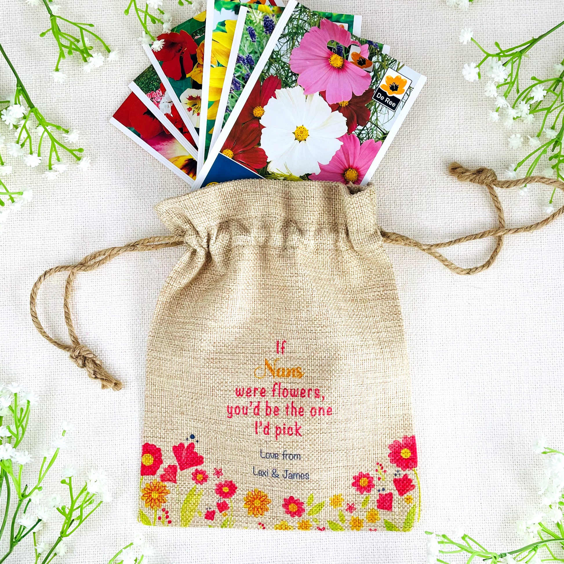 Personalised Flower Seed Bag - If Nans were Flowers You'd be The one I'd Pick - Gardening Gift
