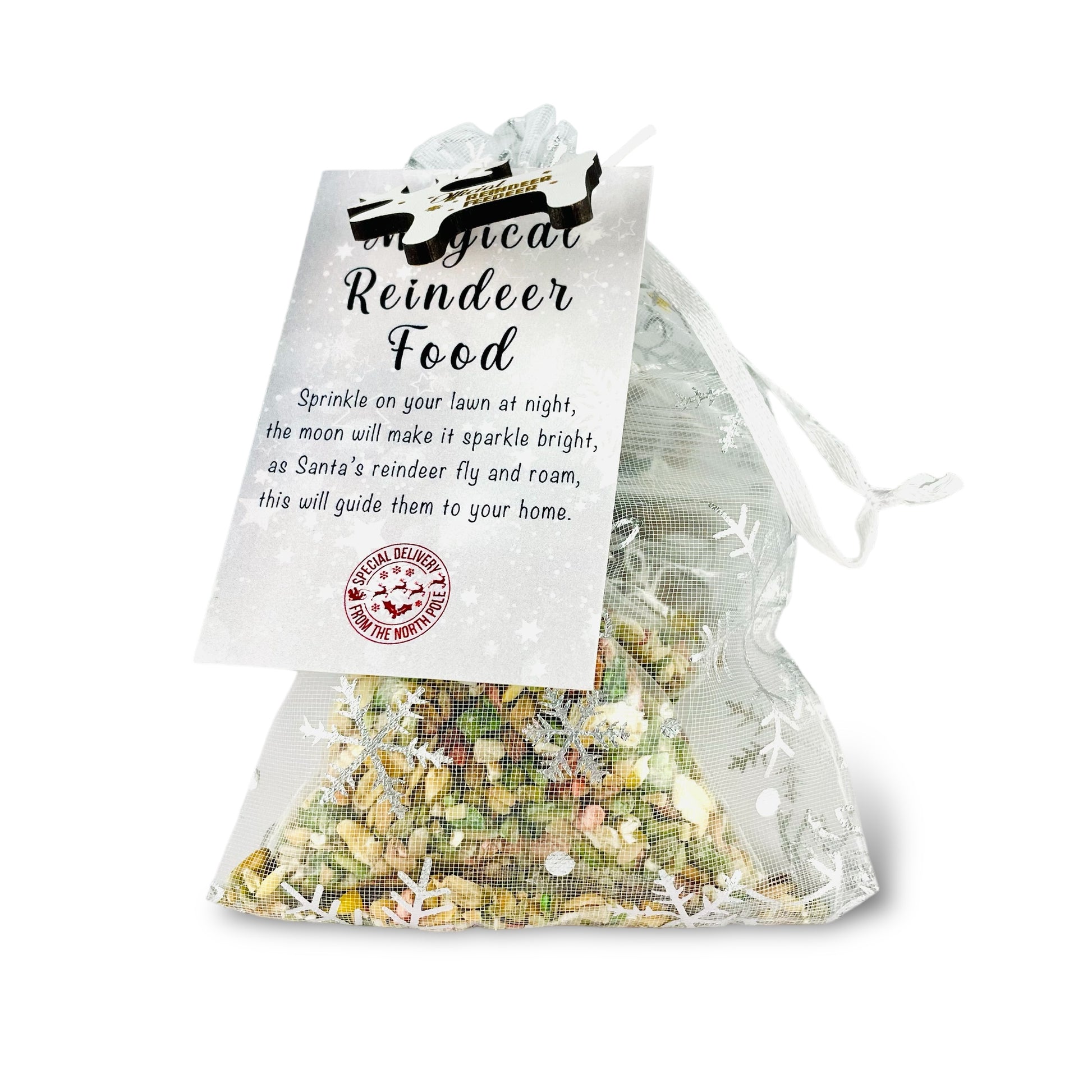 Official Reindeer Food - Bag, Food & Charm - Father Christmas Eve Box Stocking Filler Kids Tradition - Wildlife Friendly Bird Seed