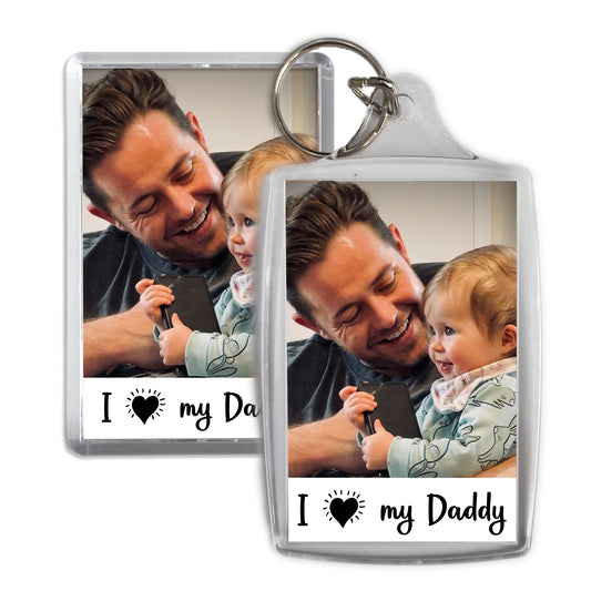 Personalised Photo Paper Keyring & Magnet - I Heart my Daddy 