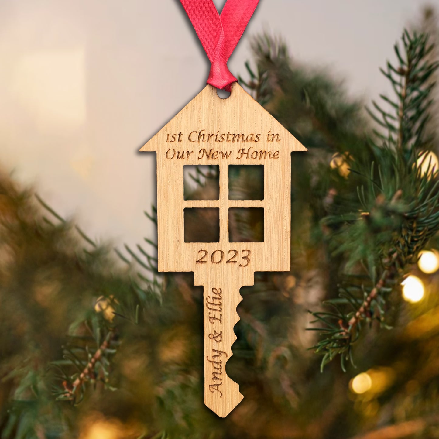 Personalised 'First Christmas in New Home' Key Christmas Tree Decoration