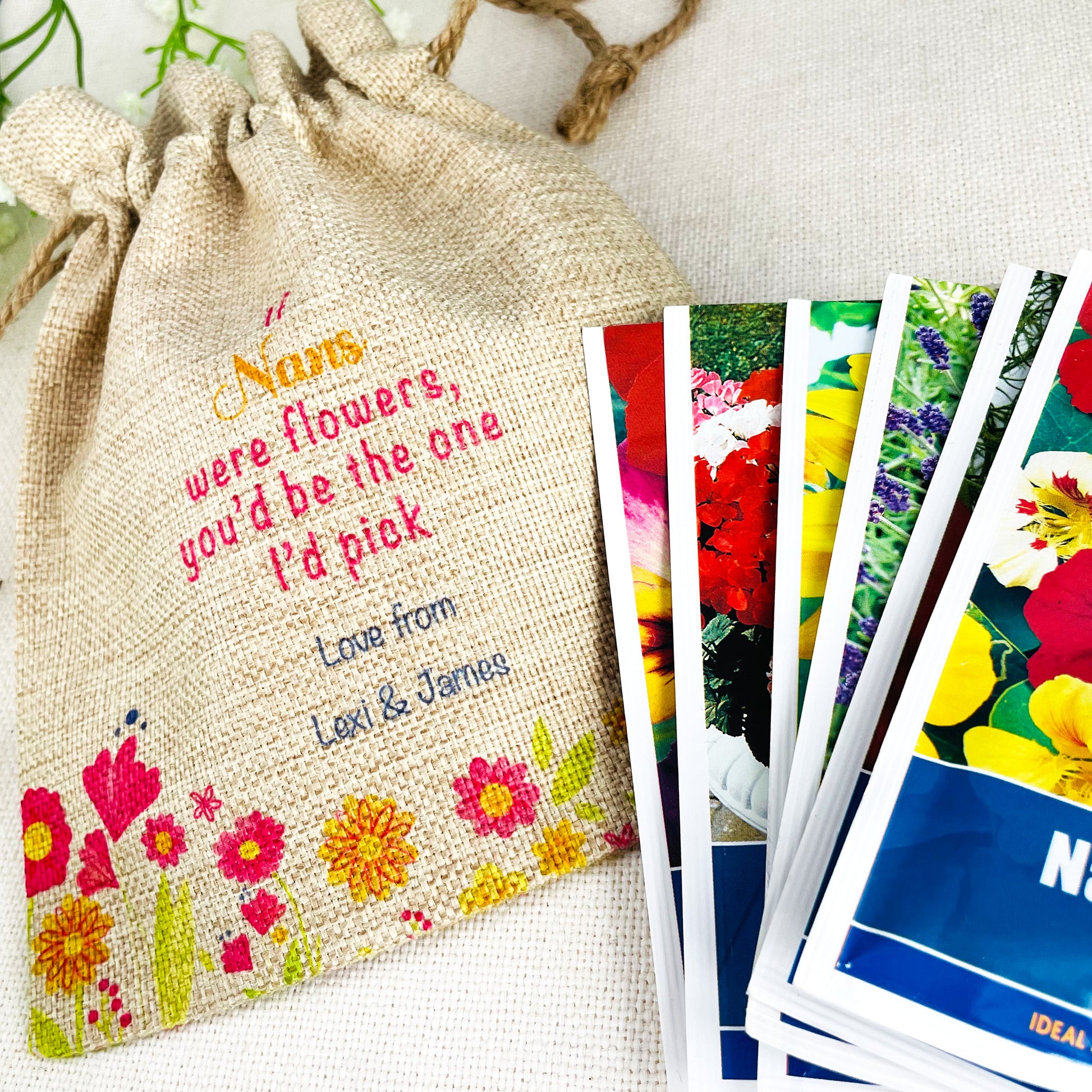 Personalised Flower Seed Bag - If Nans were Flowers You'd be The one I'd Pick - Gardening Gift