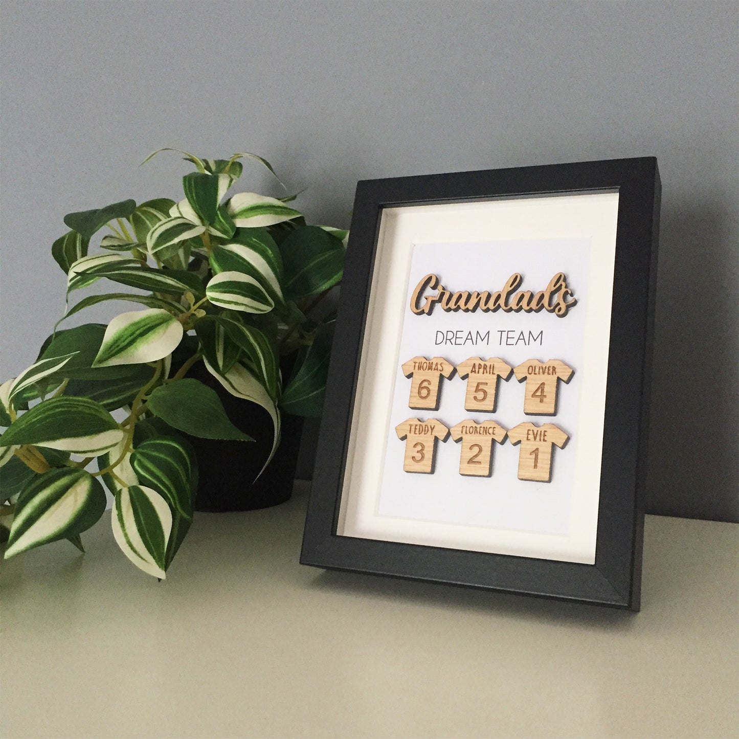 Personalised Grandad's Dream Team Football Family Box Frame Fathers Day Birthday Grandfather  - Add your family names