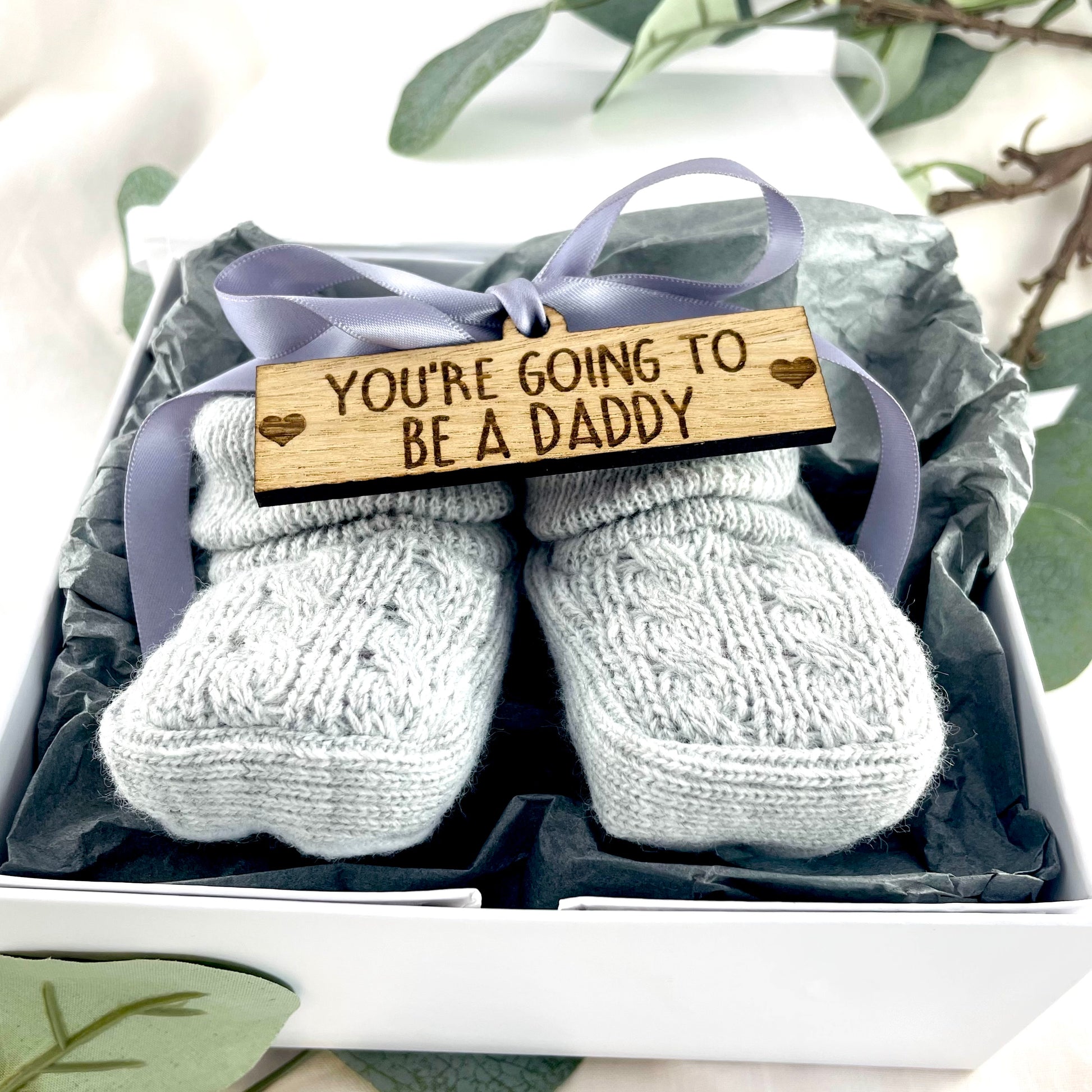 Guess What' Booties - Grey & Gift Boxed - "You're Going to Be..." - A Daddy