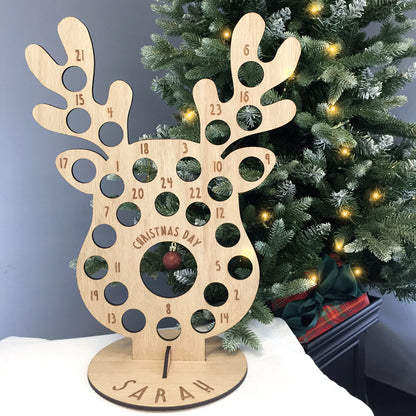 Personalised Advent Calendar Reindeer Chocolate Christmas Countdown Reusable - Add your Name DIY Make Your Own