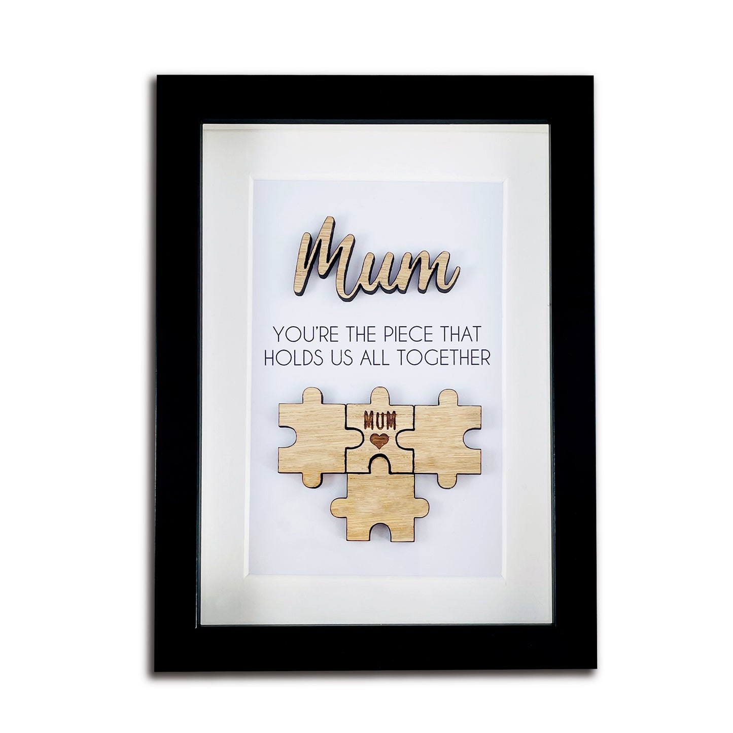 Mum 'You're the Piece That Holds Us Together' Wooden Mothers Day Puzzle Pieces Family Box Frame