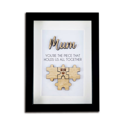 Mum 'You're the Piece That Holds Us Together' Wooden Mothers Day Puzzle Pieces Family Box Frame