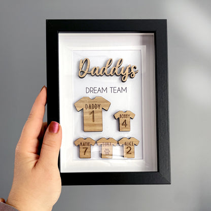 Personalised Dad's Dream Team Football Family Box Frame