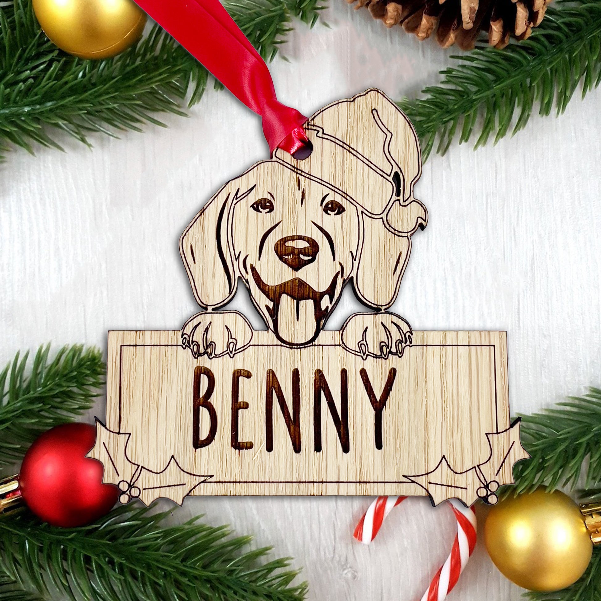 Personalised Beagle Dog Bauble - Peeking Design