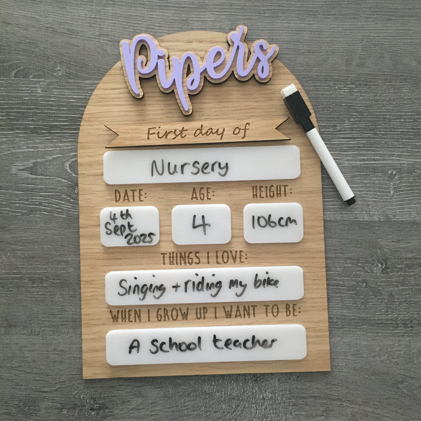 Personalised First Day of School Sign | Last Day of Nursery | Reusable Back To School Photo Prop