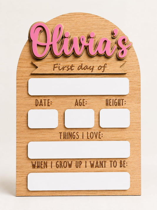 Personalised First Day of School Sign | Last Day of Nursery | Reusable Back To School Photo Prop