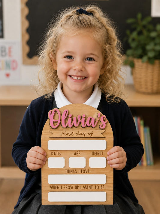 Personalised First Day of School Sign | Last Day of Nursery | Reusable Back To School Photo Prop