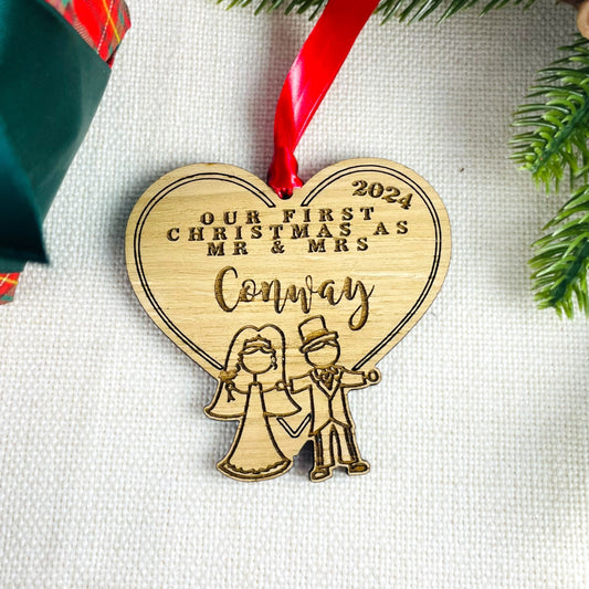 Personalised Wooden Stick Couple "Mr & Mrs [NAME]