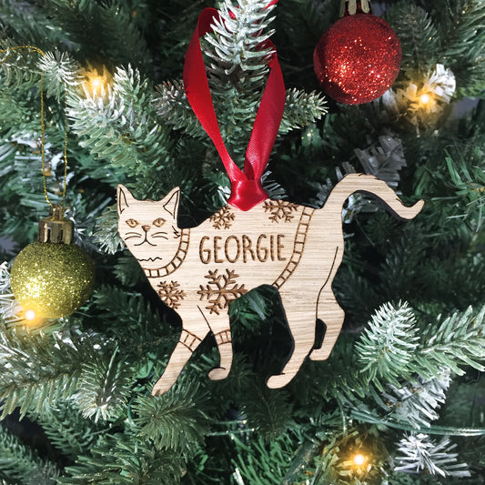 Personalised Domestic Short Hair 1 Cat Christmas Jumper Tree Decoration Bauble