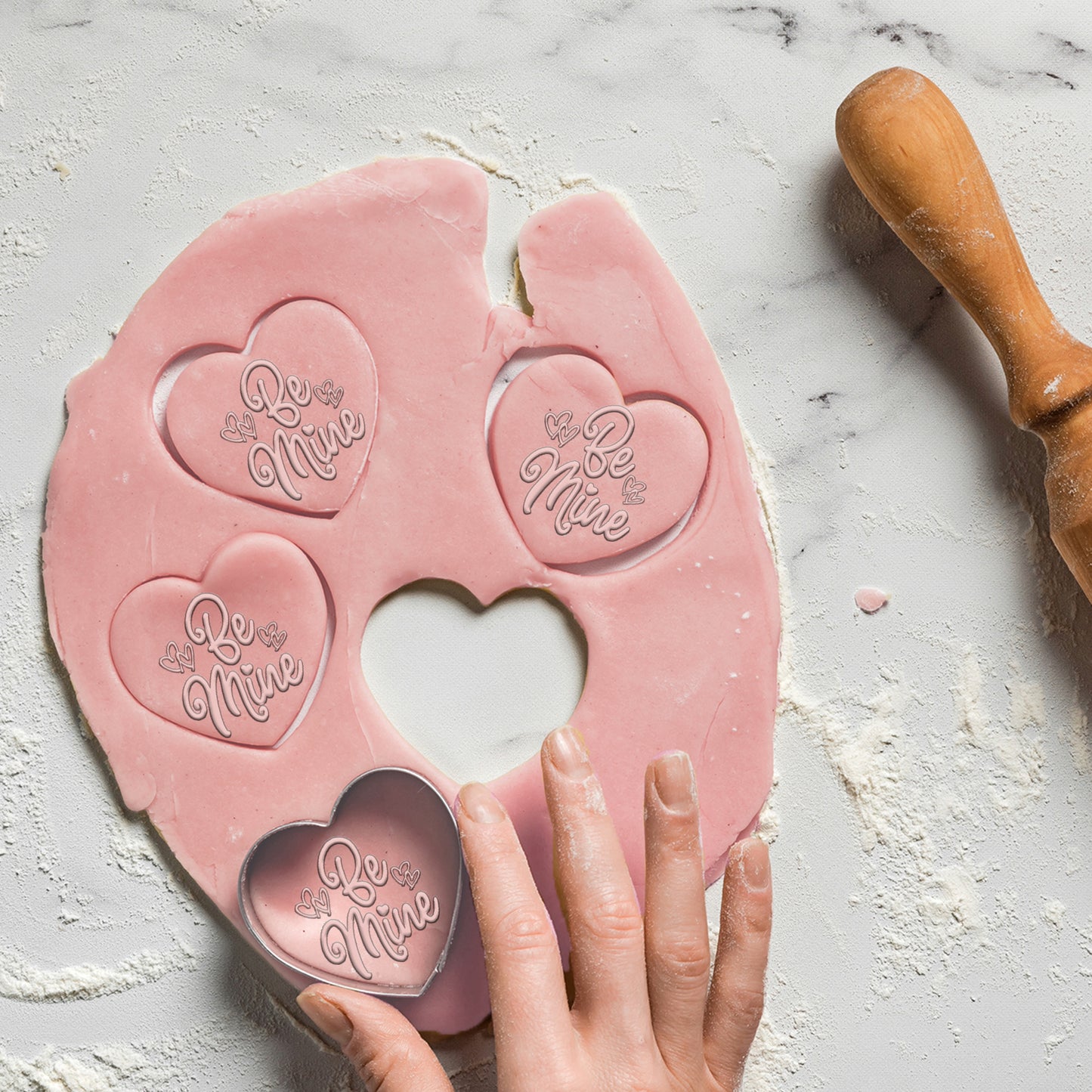 Be Mine Valentine's Day Icing Embosser Stamp Fondant for Biscuits, Cookies, Cupcake Topper Decorations Stencil for Anniversary Love Heart