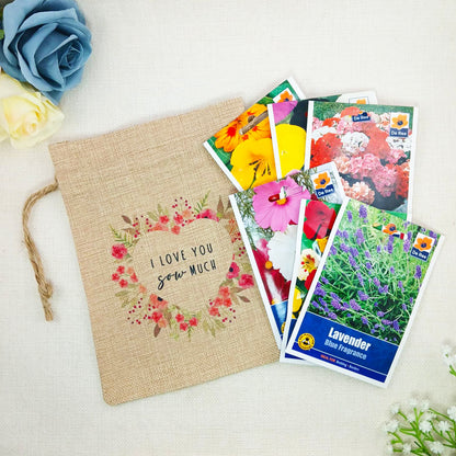 Flower Seed Bag I Love You Sow Much – Gardening Gift for Valentine’s Day, Birthday or Mother’s Day
