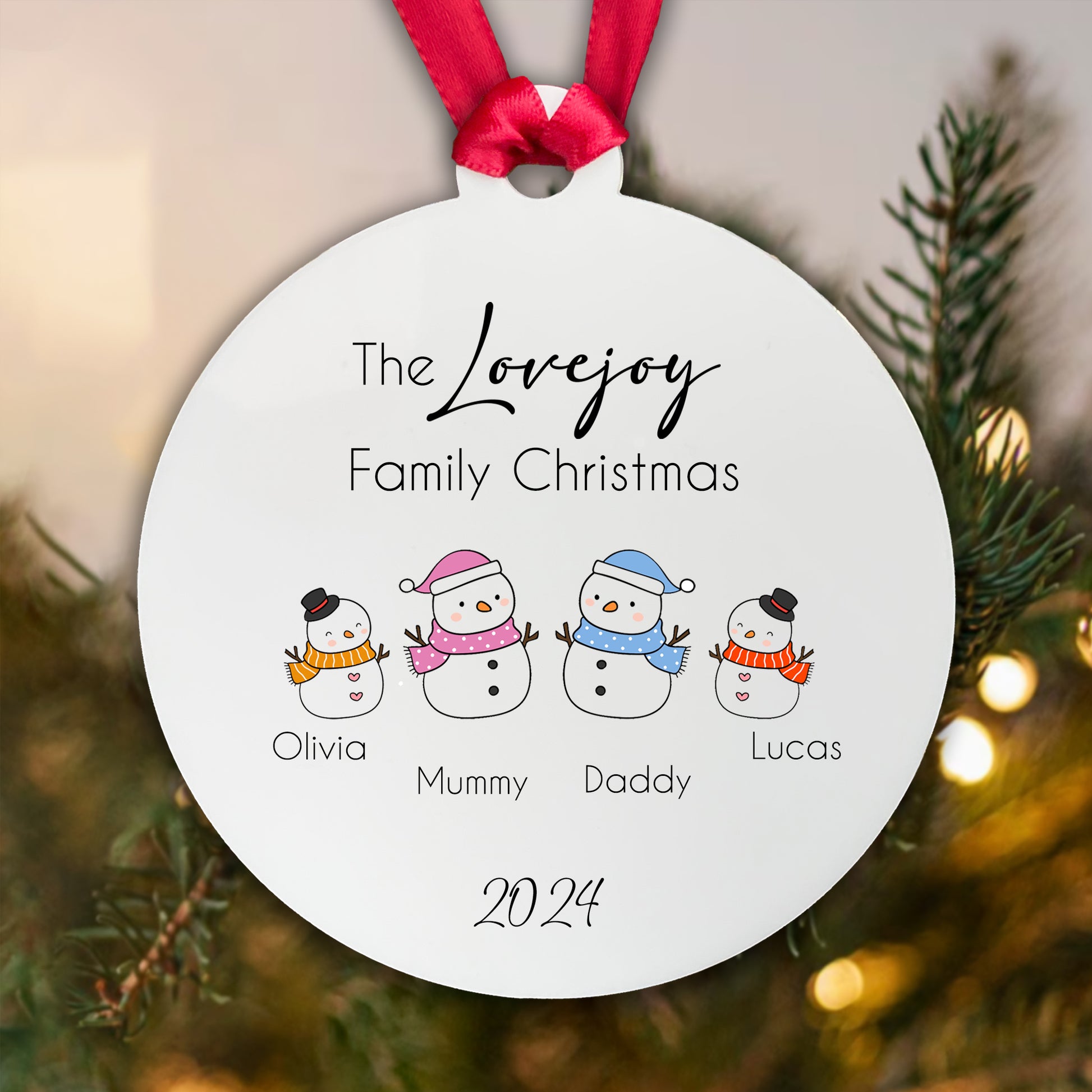 SURNAME Family Christmas Bauble Whole Family Tree Decoration