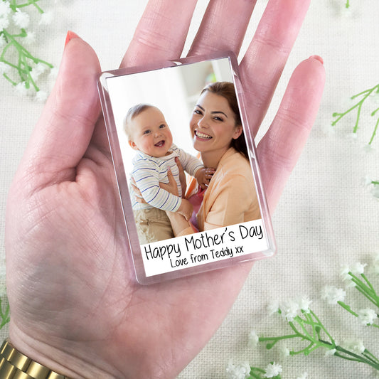 Personalised Happy Mother's Day Love From Name Magnet - Mother's Day Personalised Photo Magnet - Any photo - Jumbo X Large 70mm x 45mm Fridge Magnet