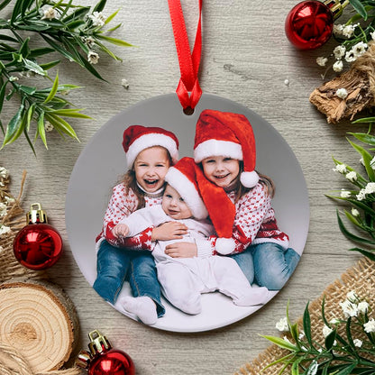 Personalised Christmas Bauble with Full Photo – Round Acrylic Tree Ornament Printed with Your Picture or Photo Hanging Decoration