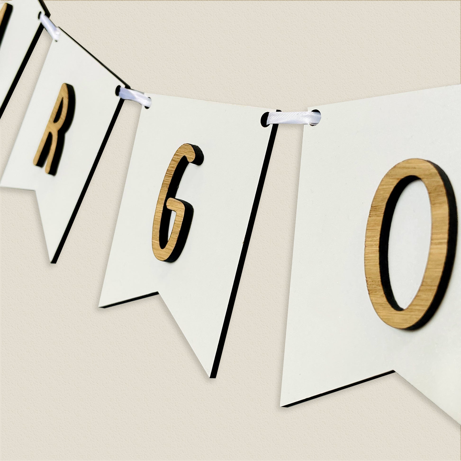 Personalised White Wood Name Bunting with Hearts - Nursery or Child's Room Decor - Add any Name!