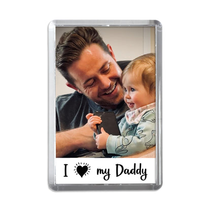 Personalised Photo Paper Keyring & Magnet - I Heart my Daddy 