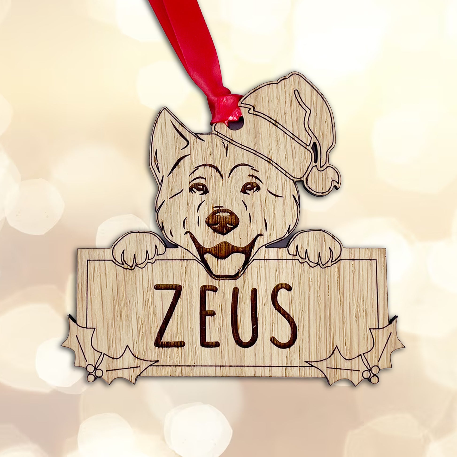 Personalised Akita Dog Bauble - Peeking Design
