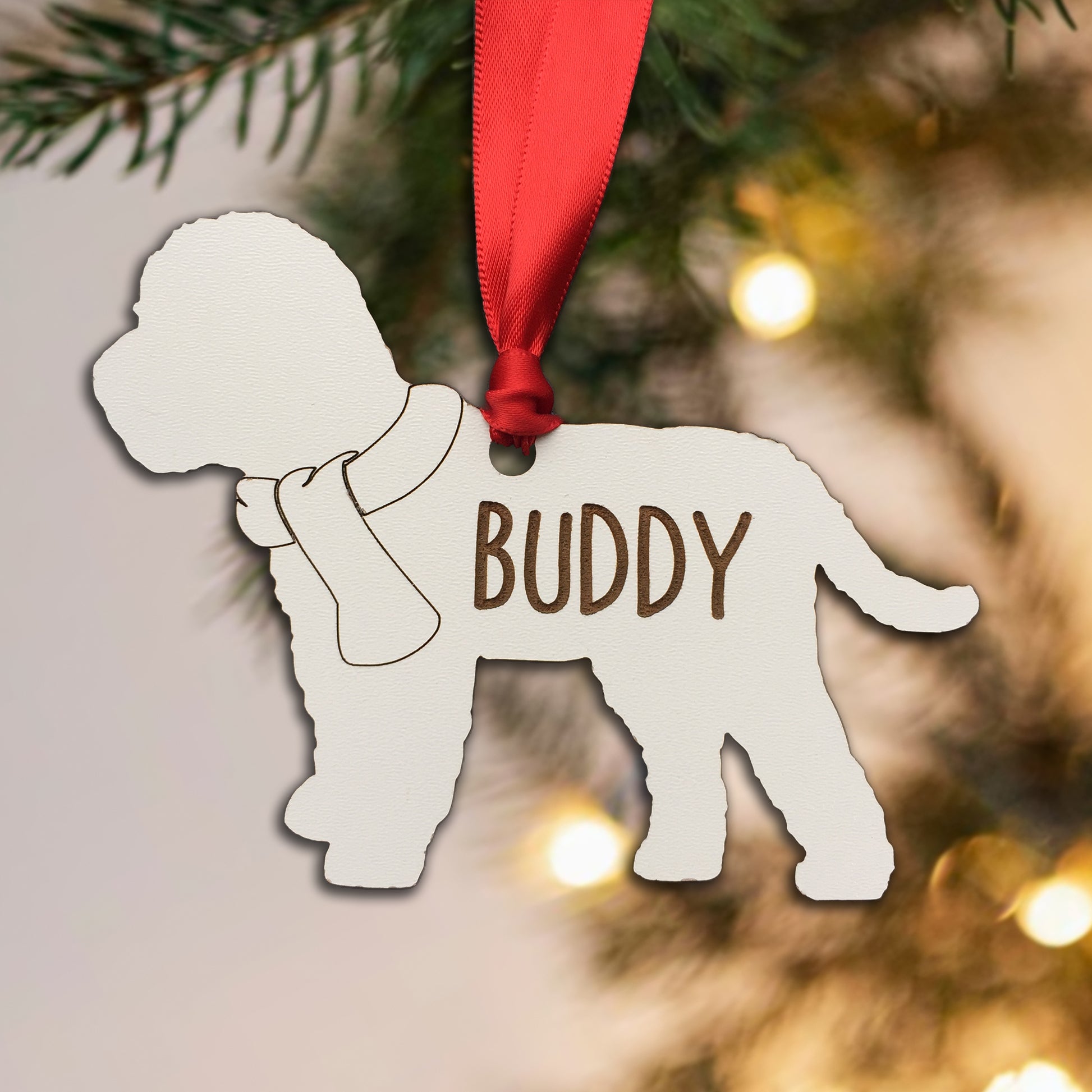 Personalised Dog Christmas Tree Decoration: Cockapoo