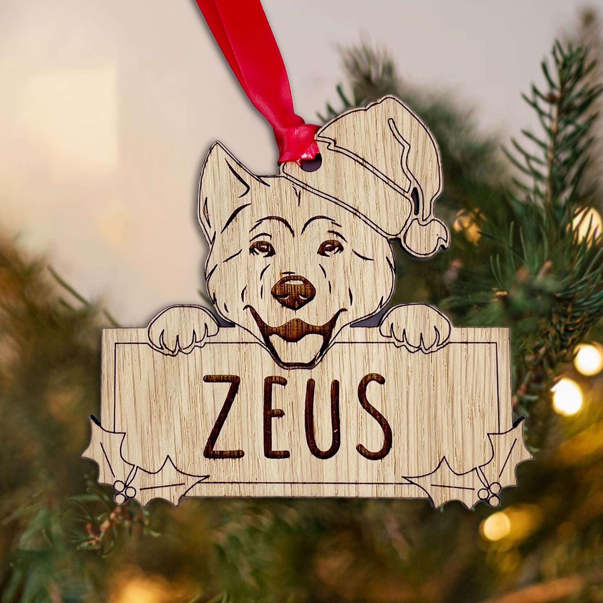 Personalised Akita Dog Bauble - Peeking Design