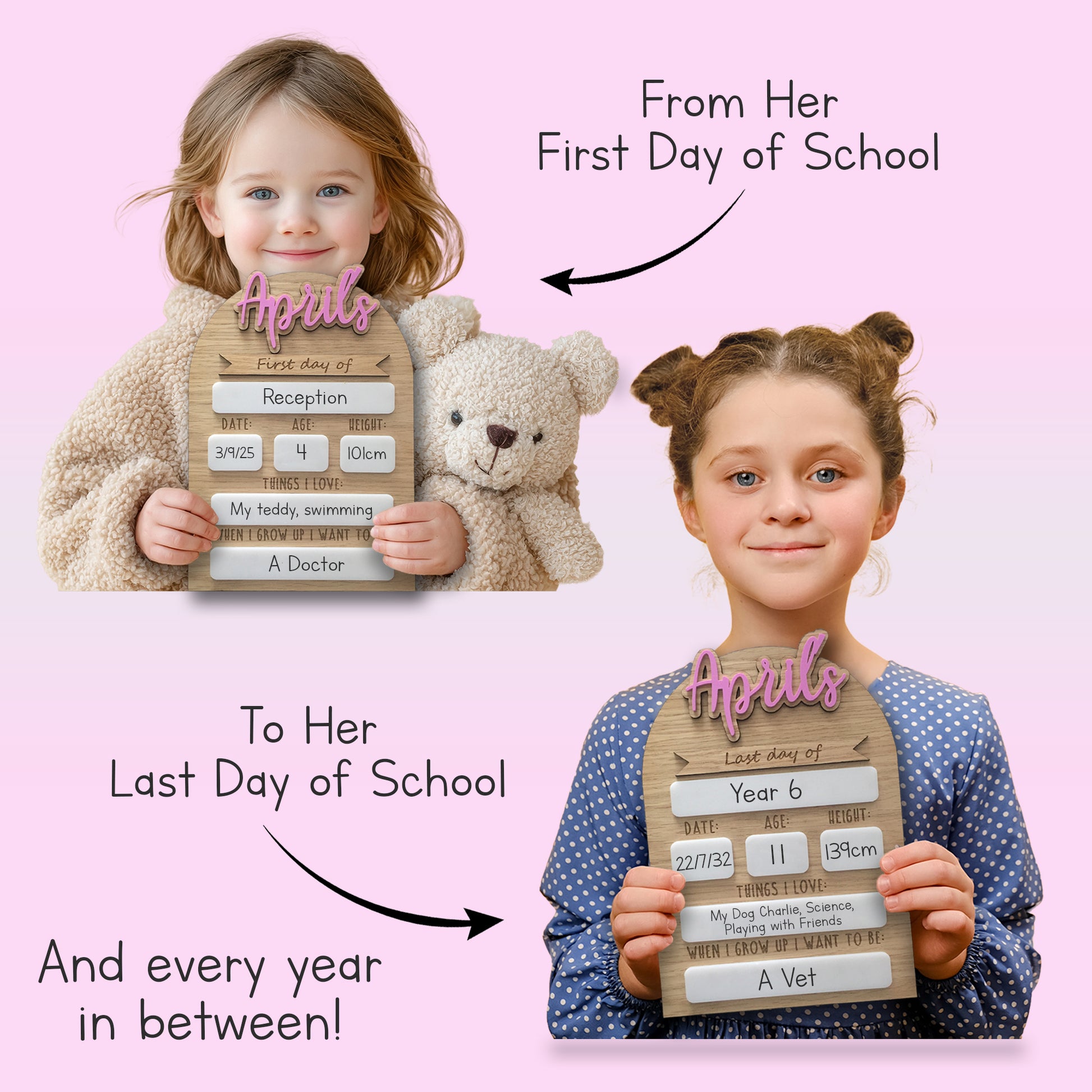 Personalised First Day of School Sign | Last Day of Nursery | Reusable Back To School Photo Prop