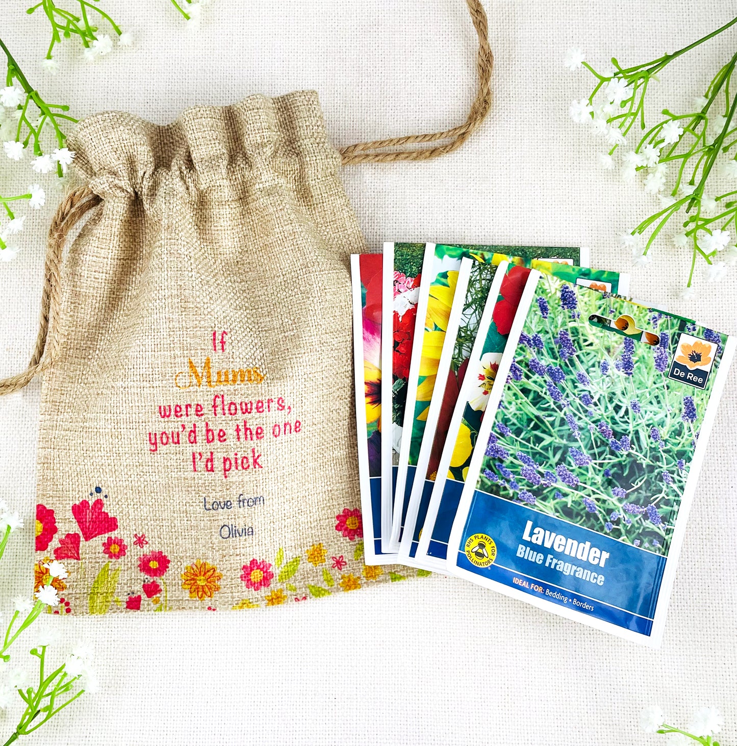 Personalised Flower Seed Bag - If Mums were Flowers You'd be The one I'd Pick - Gardening Gift