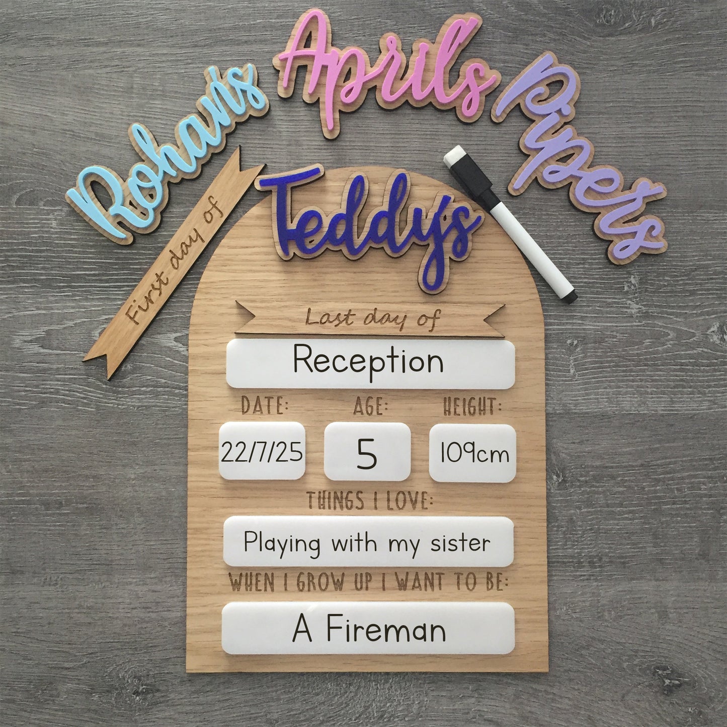 Personalised First Day of School Sign | Last Day of Nursery | Reusable Back To School Photo Prop