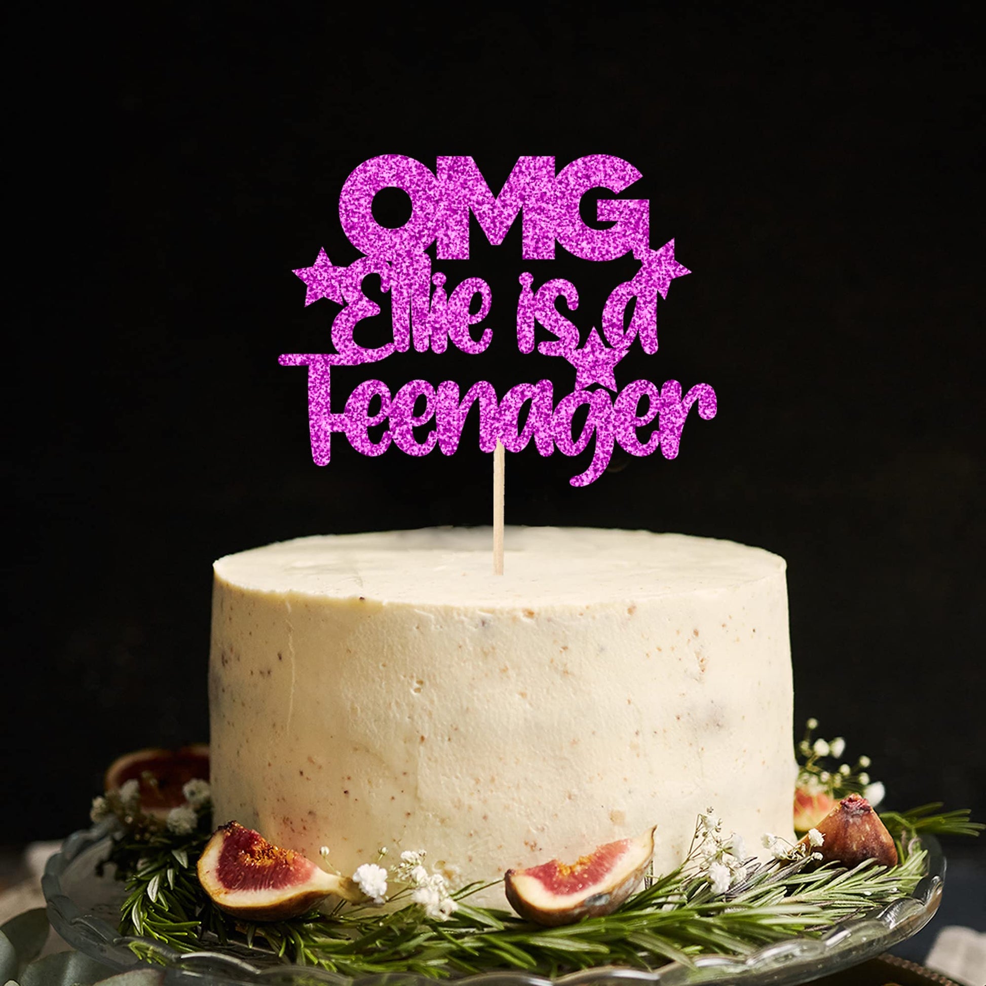 Personalised OMG Teenager Hot Pink Cake Topper Glitter Card Double Digits You're a Teenager 13th 13 Party Decorations