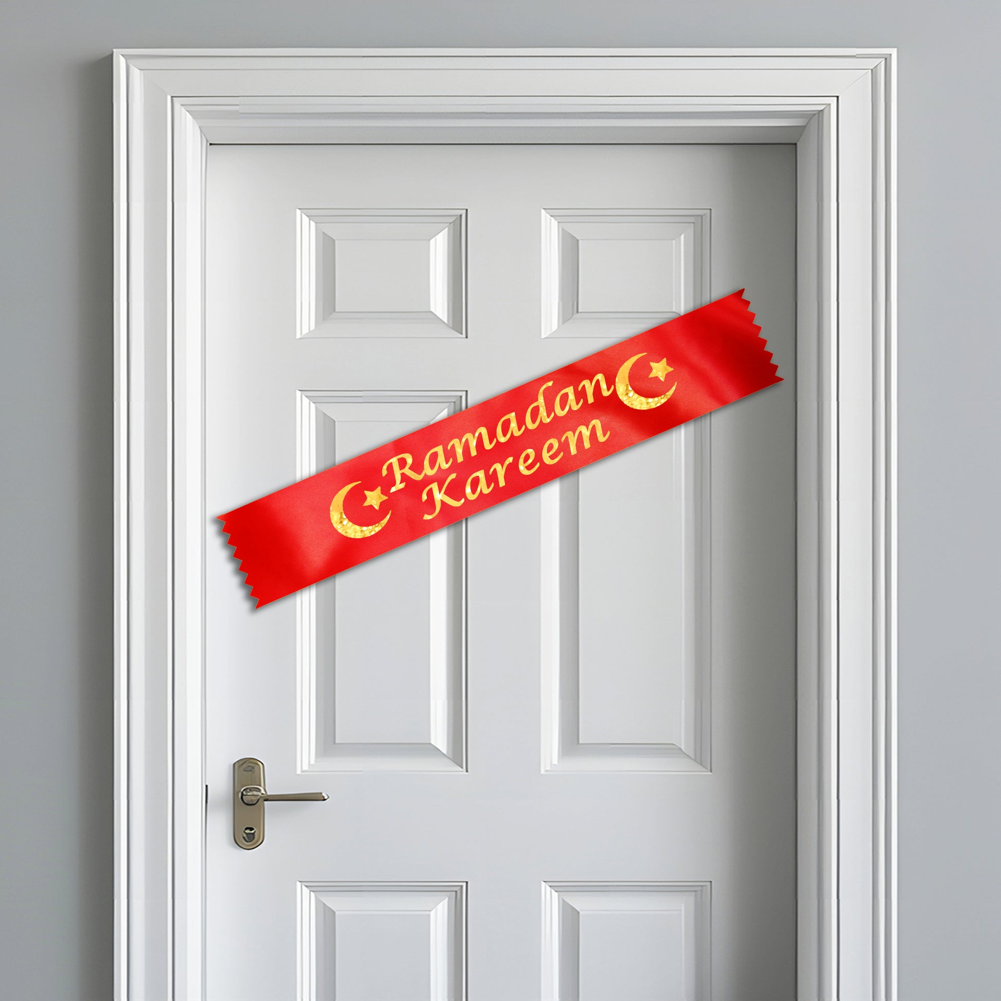 Ramadan Kareem Banner | Eid Decoration | Satin Ribbon Islamic Decor | Eid Ramadan Home Banner | Moon Star