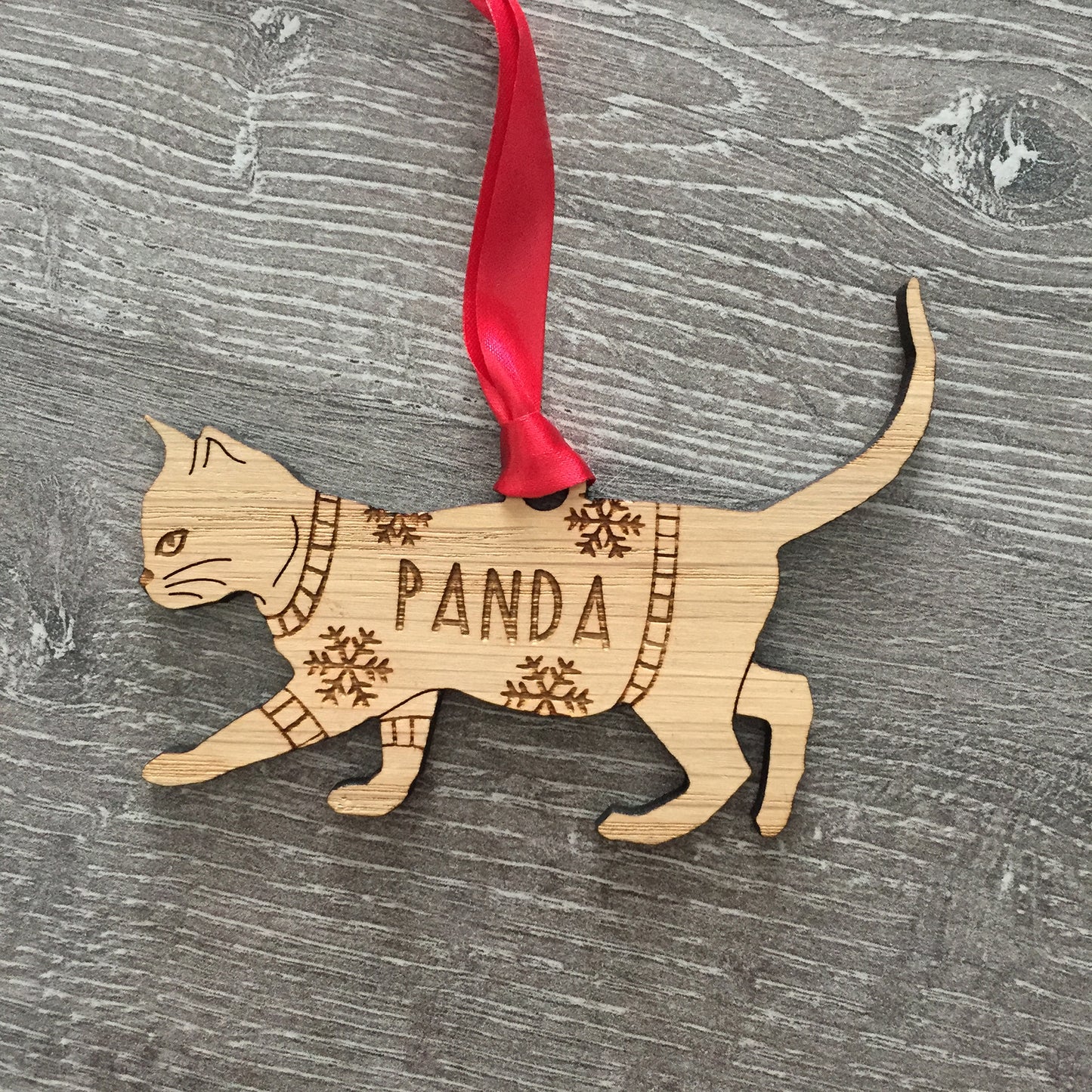 Personalised Domestic Short Hair 3 Cat Christmas Jumper Tree Decoration Bauble