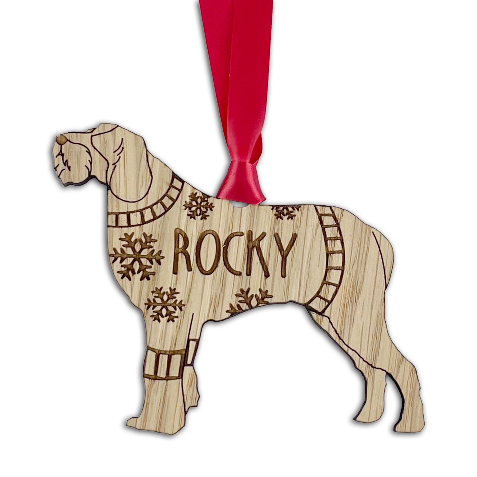 Personalised Italian Spinone Bauble Jumper Dog Bauble - Oak Veneer Wood - Add any name