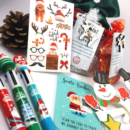 Christmas Eve Activity Pack - Reindeer Food, Santa Tracker, Pen, Tattoos, Glasses Xmas for Kids