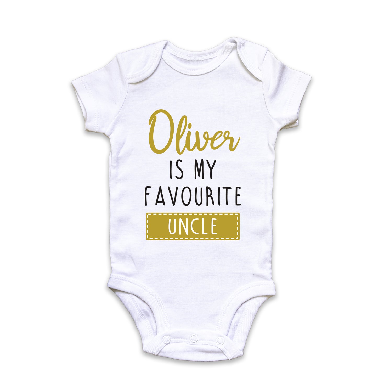 Personalised Favourite Auntie / Uncle Baby Grow Vest - Add any Name - Gold