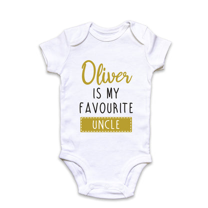 Personalised Favourite Auntie / Uncle Baby Grow Vest - Add any Name - Gold