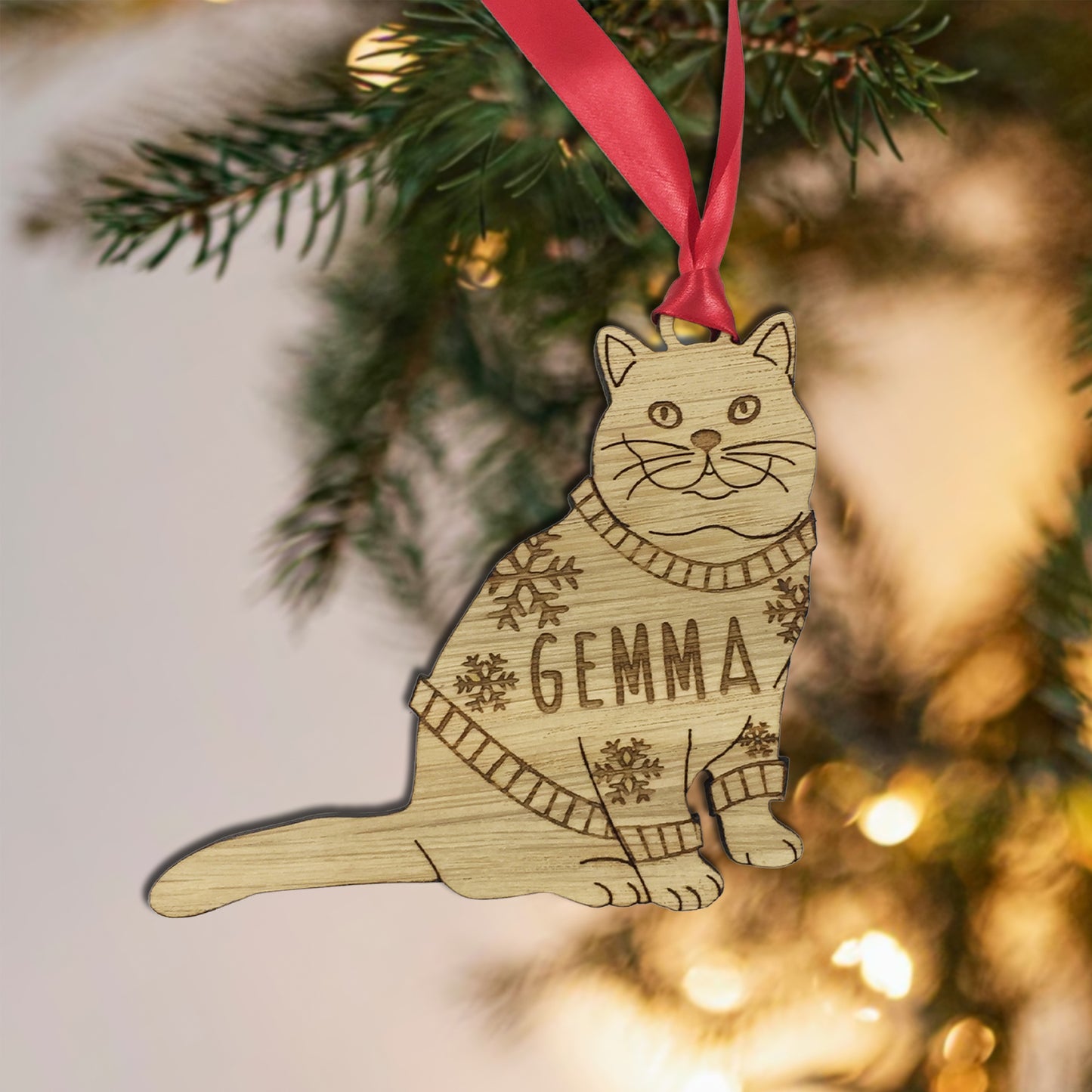 Personalised British Short Hair Cat Christmas Jumper Tree Decoration Bauble