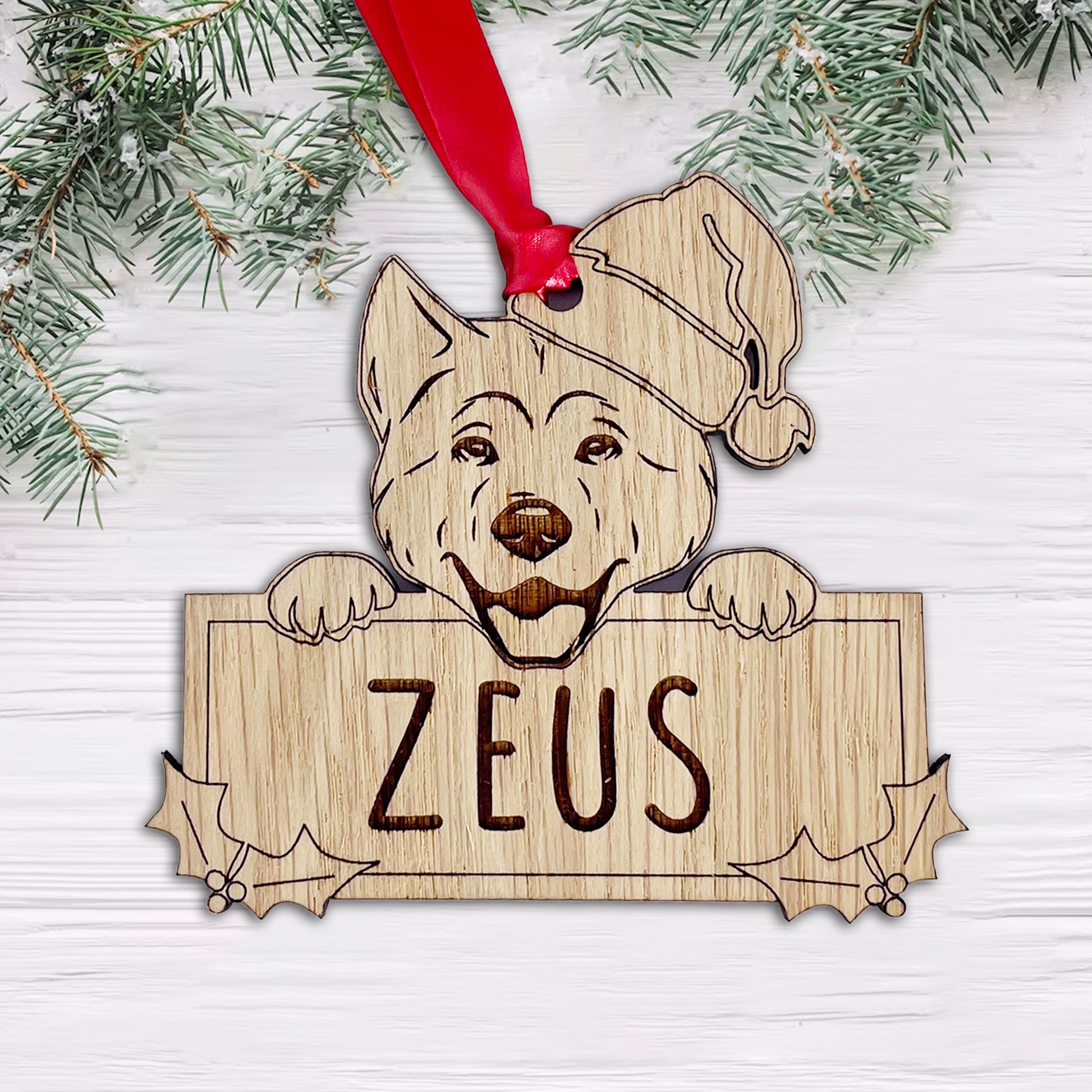 Personalised Akita Dog Bauble - Peeking Design
