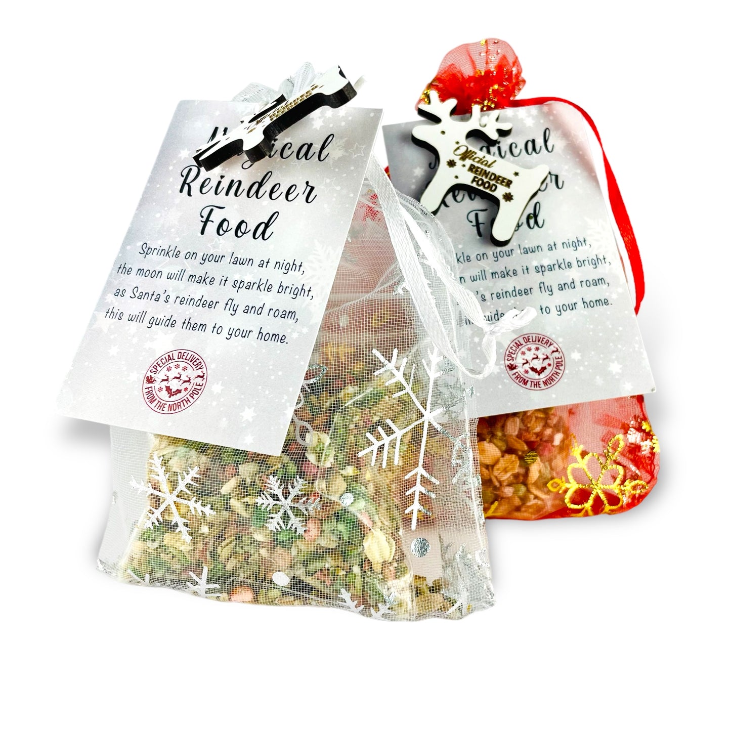 Official Reindeer Food - Bag, Food & Charm - Father Christmas Eve Box Stocking Filler Kids Tradition - Wildlife Friendly Bird Seed